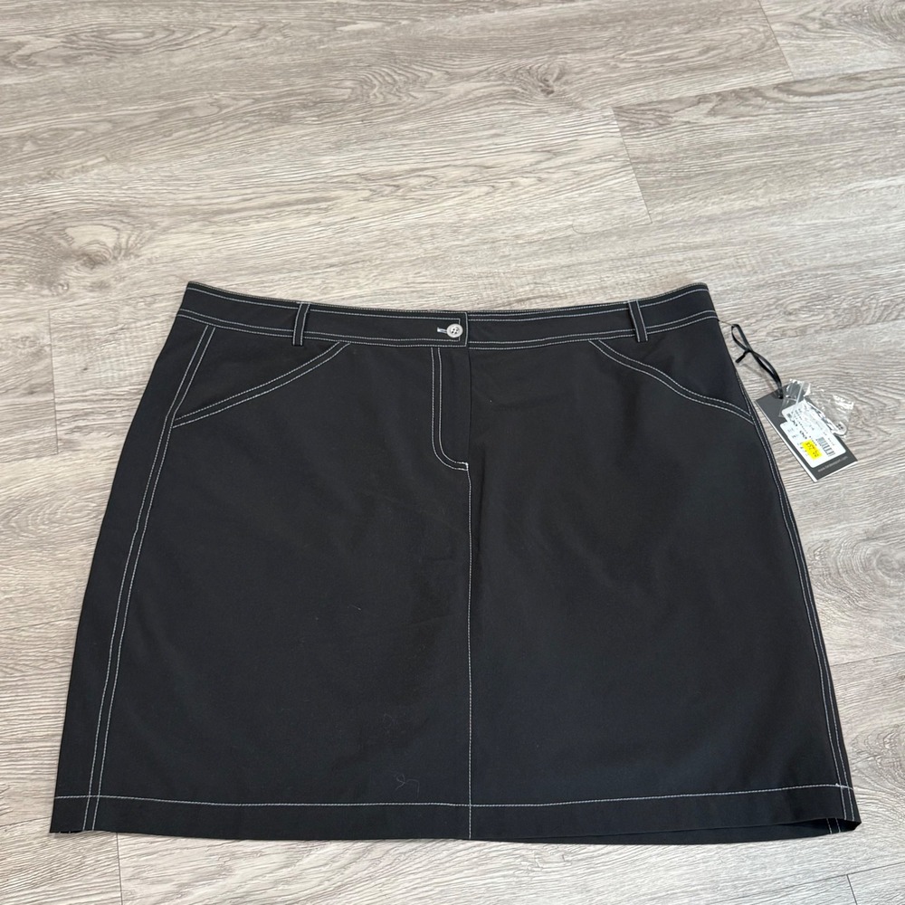 Birdee Sport Women Black Contrast Stitch Skort Golf‎ Tennis Skirt Size 14 NEW